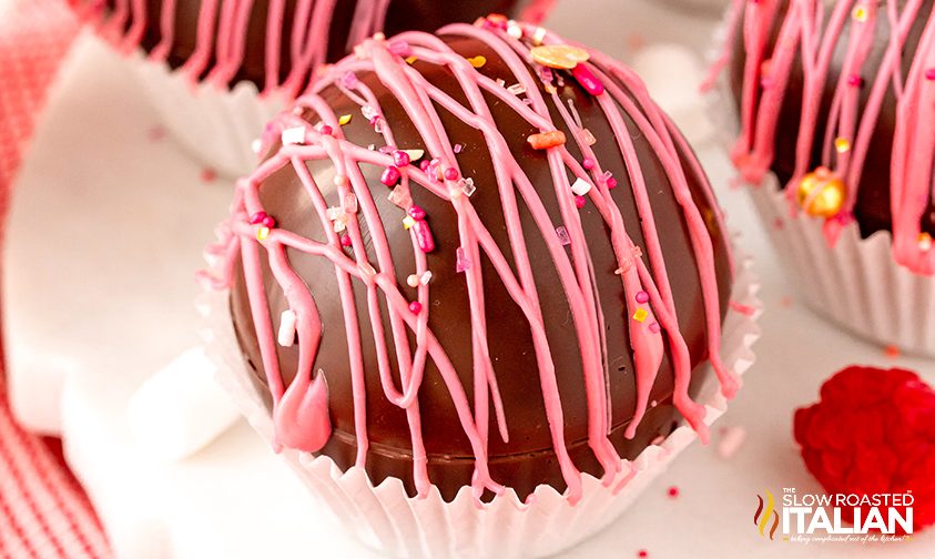 hot chocolate bomb with raspberry cocoa