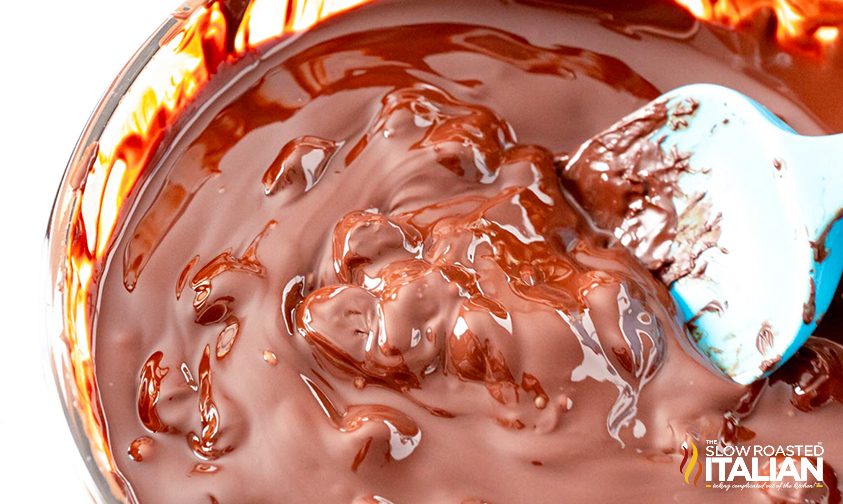 melted chocolate in a clear bowl