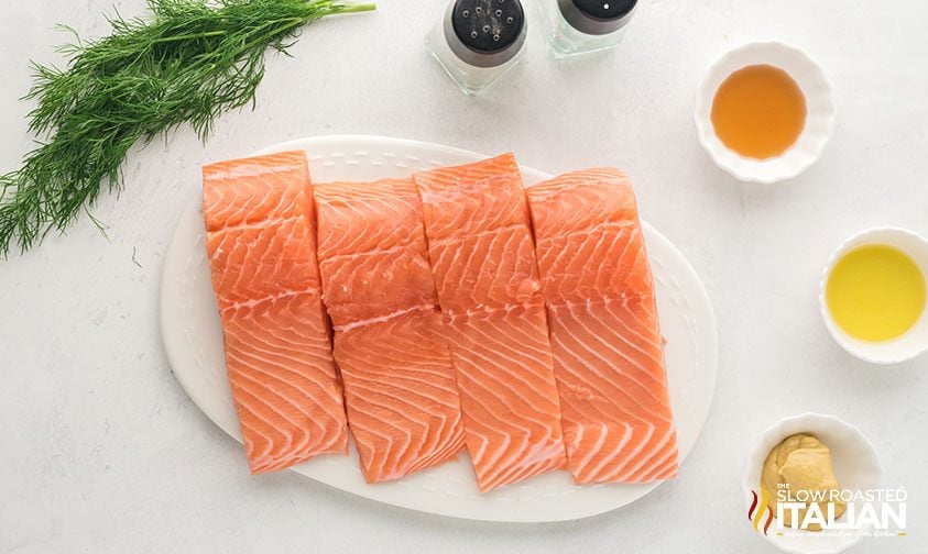 air fryer salmon ingredients in bowls