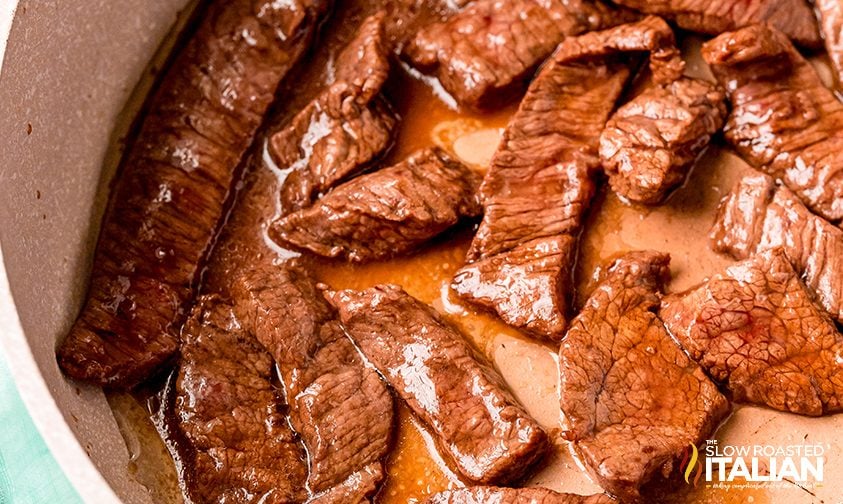 sirloin steaks in a skillet