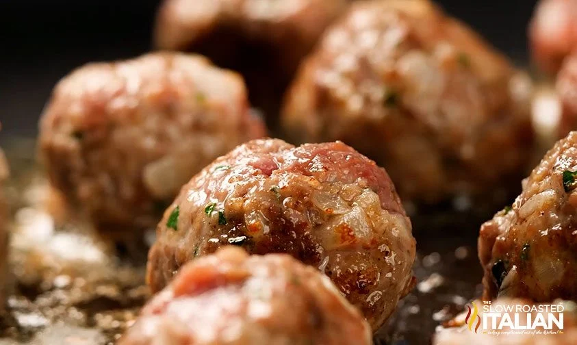 swedish meatball being fried