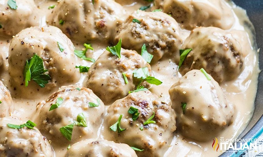 swedish meatball recipe in a skillet