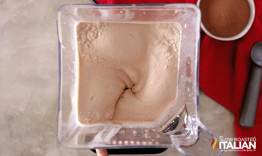 overhead shot of wendy's shake in a blender