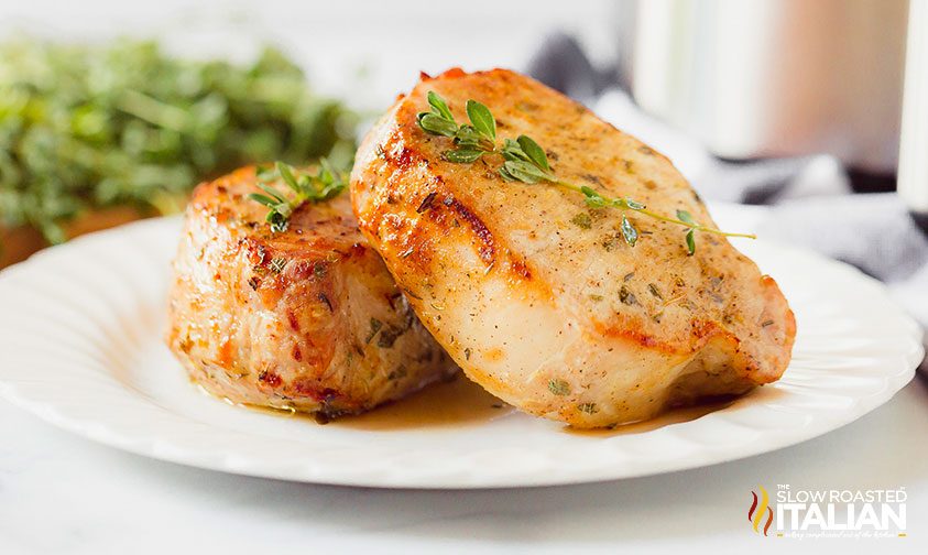 air fryer pork chops on white plate