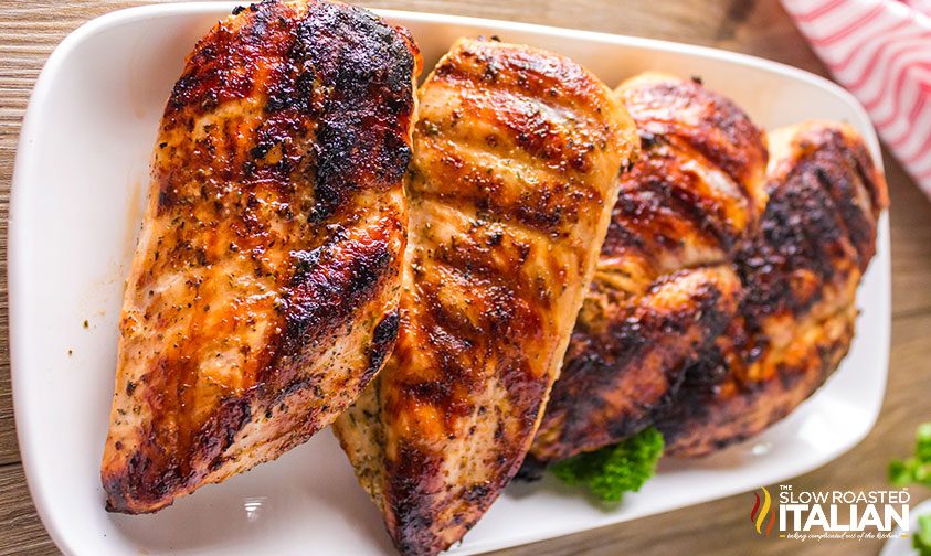 beer marinade chicken on a serving tray