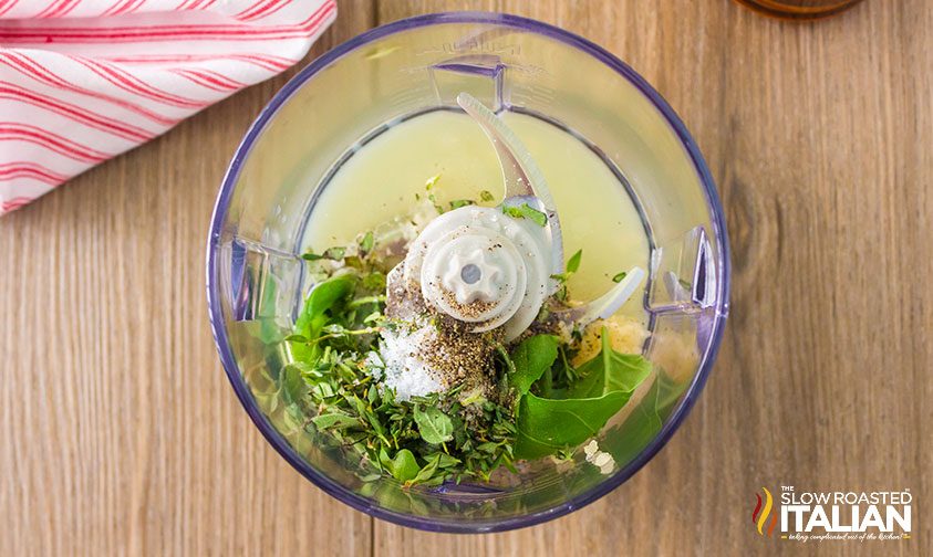 Marinade ingredients in the food processor