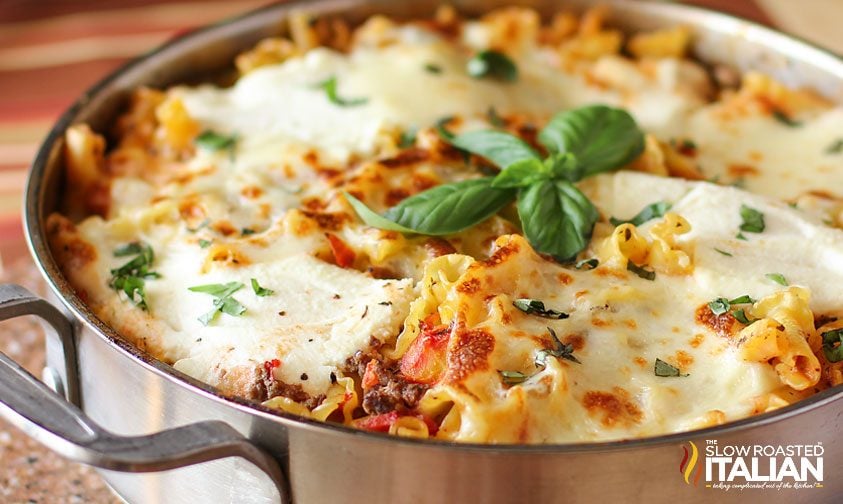 cheesy skillet lasagna in pan