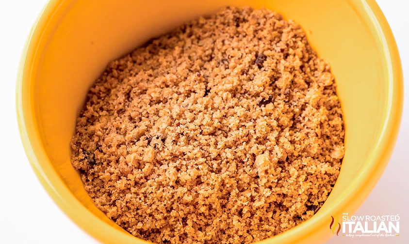 chips ahoy cookie crumbs in yellow bowl