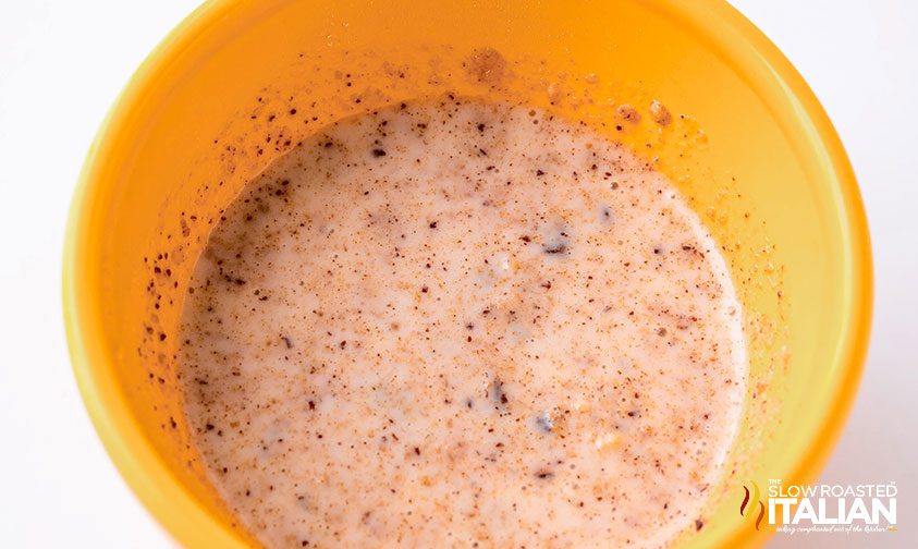 making mug cookie recipe in yellow bowl