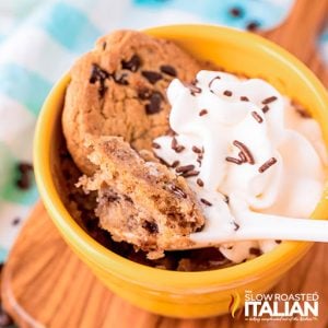 mug cookie topped with ice cream
