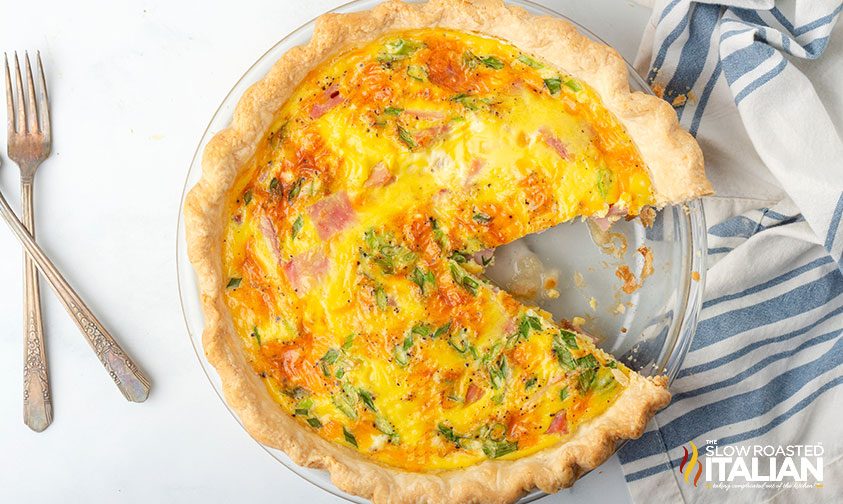 sliced ham and cheese quiche