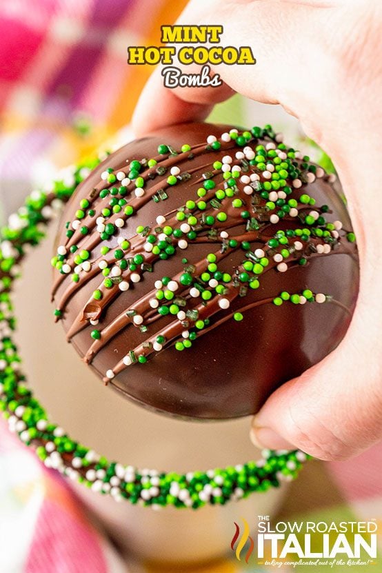 hot chocolate bombs recipe on top of a mug