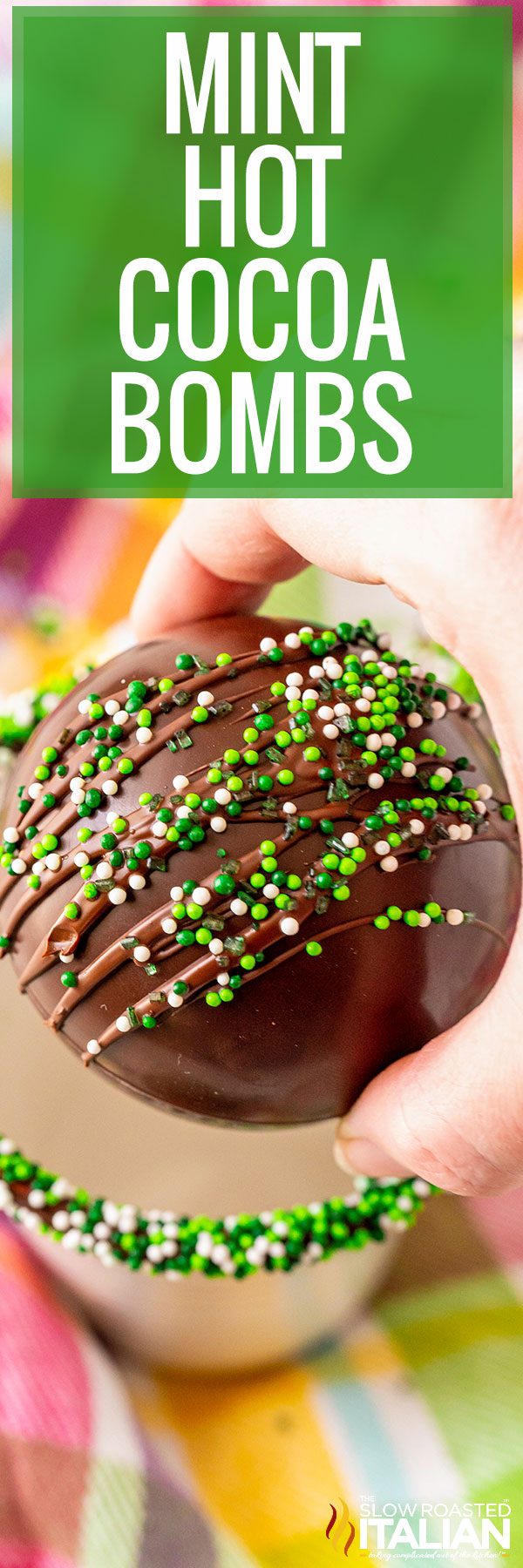 Mint Hot Chocolate Bombs in a cup