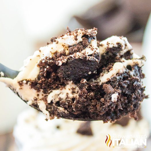 oreo mug cake closeup