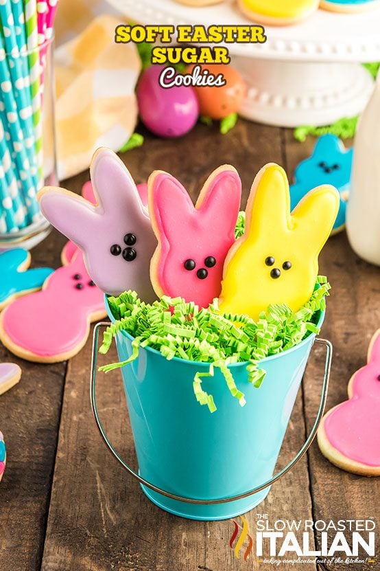 Easter Peeps Sugar Cookies in a bucket