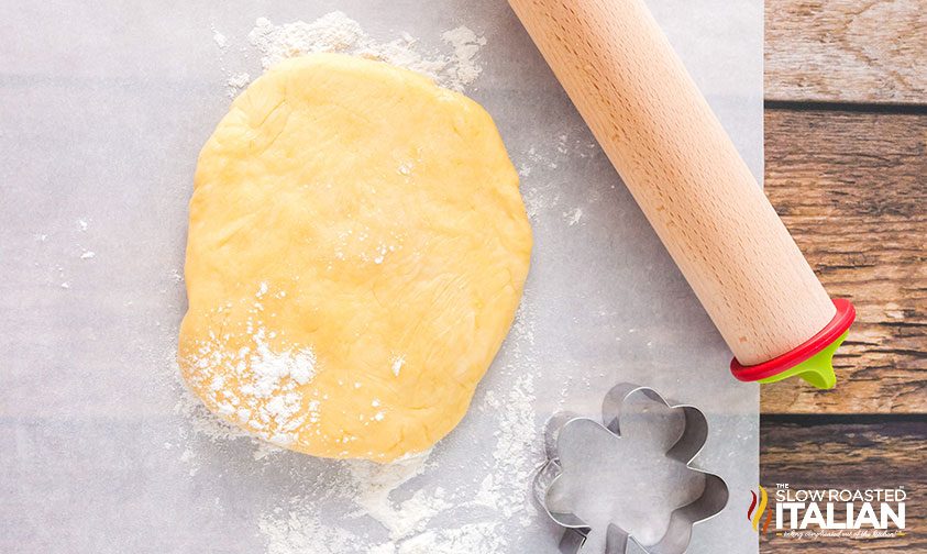 St. Patrick's Day Cookies dough and rolling pin