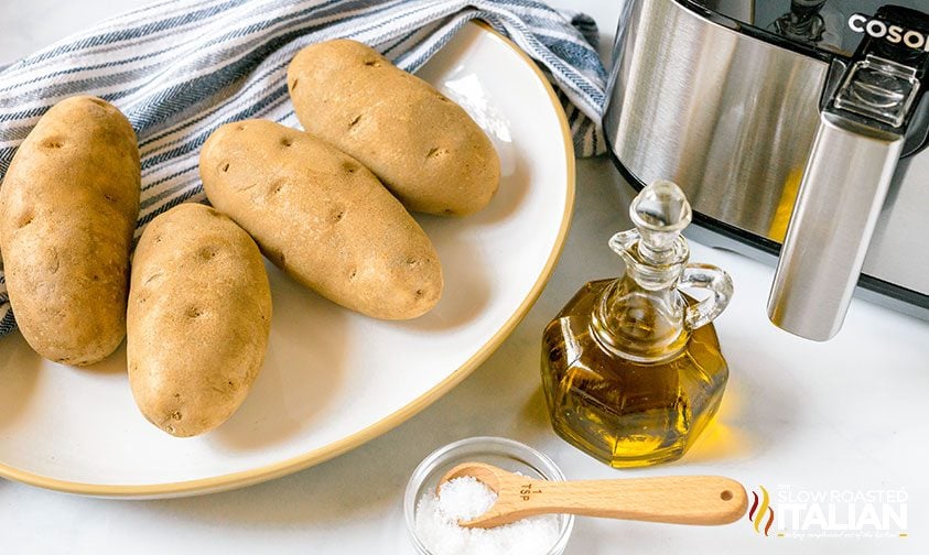 ingredients on plate to make air fried potatoes