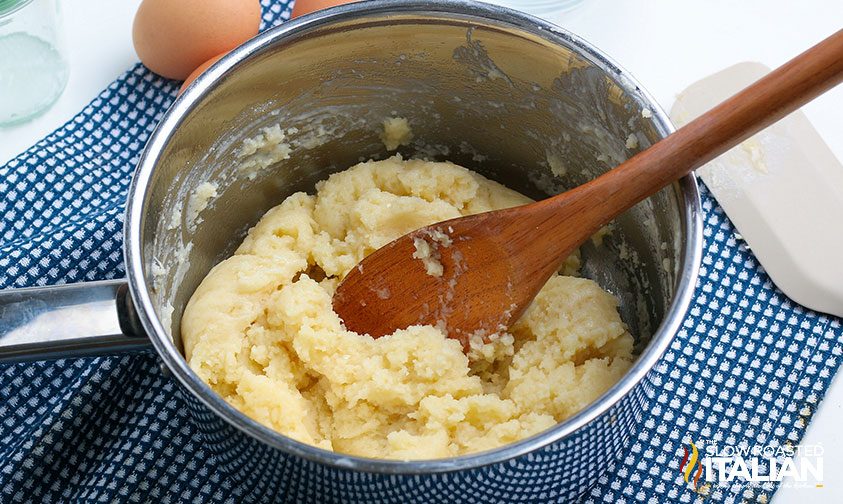Choux paste in a saucepan