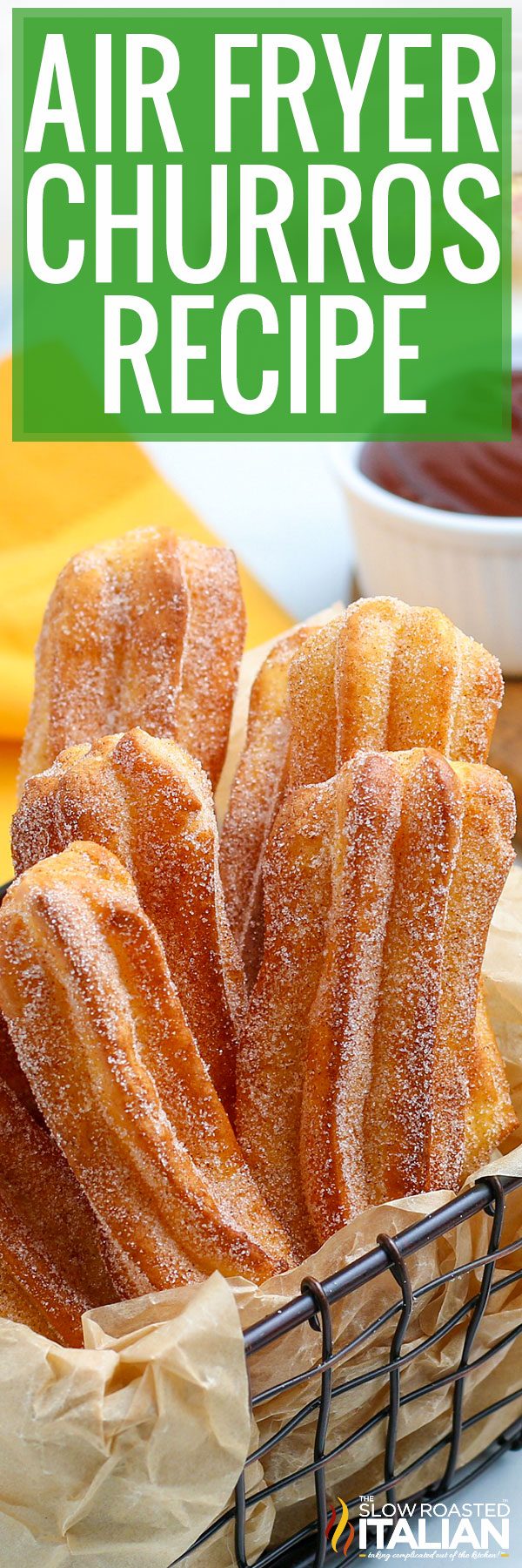 titled image (and shown): air fryer churros recipe