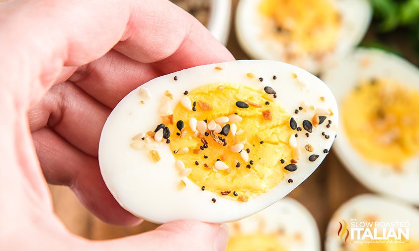 air fryer hard boiled egg, close up