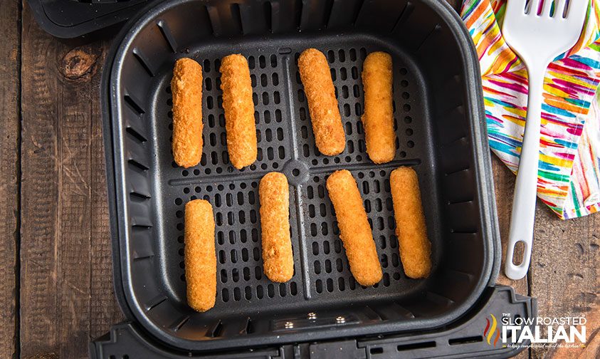 Air Fryer Mozzarella Sticks in basket