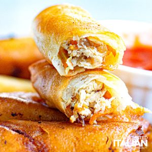 stack of chicken spring rolls