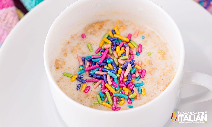 Oreo mug cake recipe  with sprinkles on top