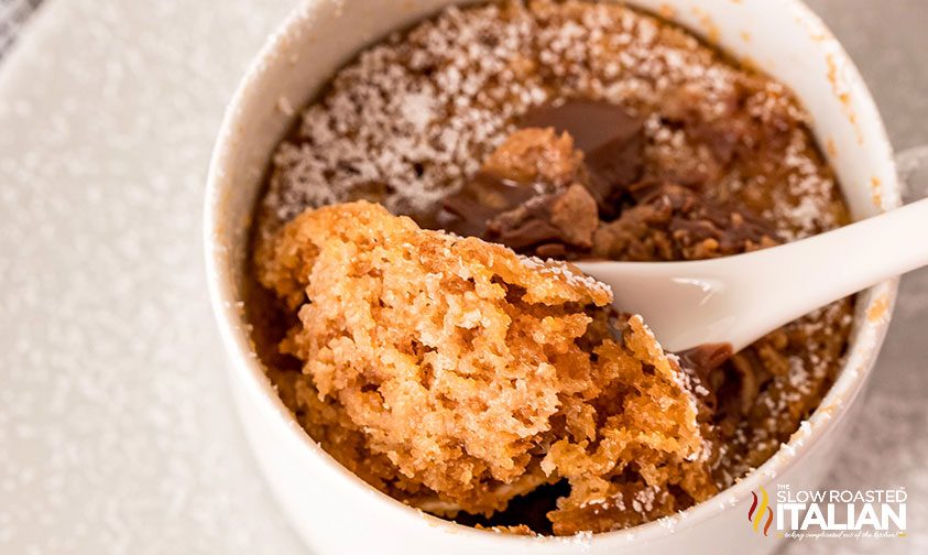 Spoonful of Nutter Butter Cake in a Mug