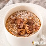 closeup of nutter butter mug cake