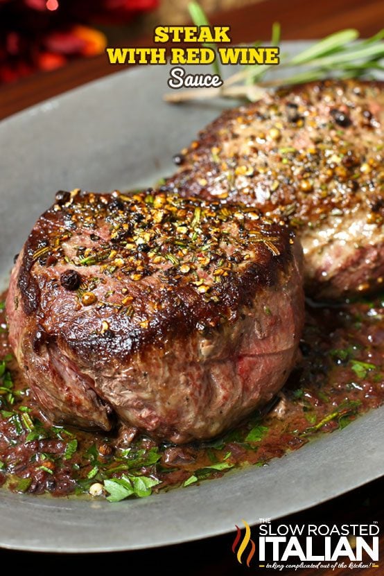 Pan Seared Beef Steak with Red Wine Sauce + Video