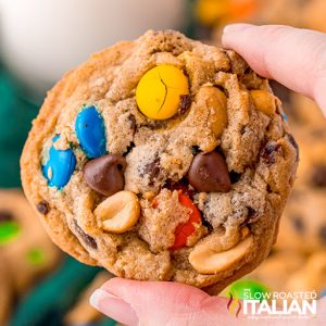 trail mix cookies close up
