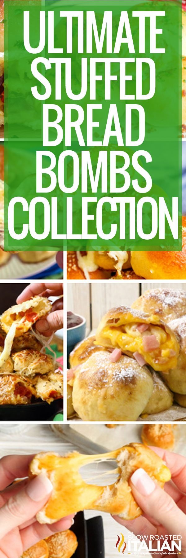titled collage for stuffed bread bomb recipes