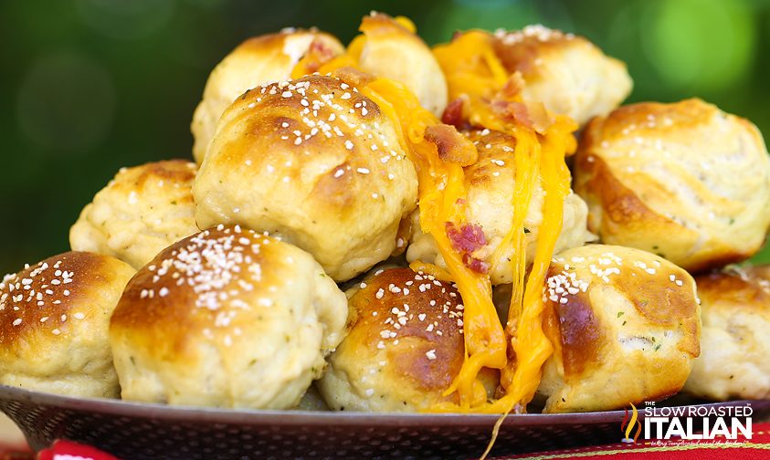 cheesy bacon ranch pretzel bombs on plate