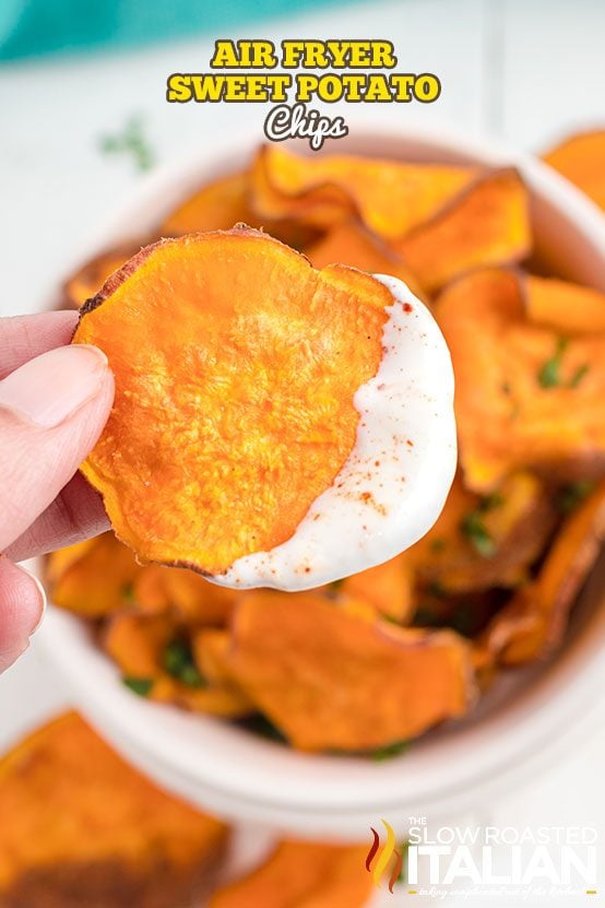 Crispy Air Fryer Sweet Potato Chips Recipe (3-Ingredients)