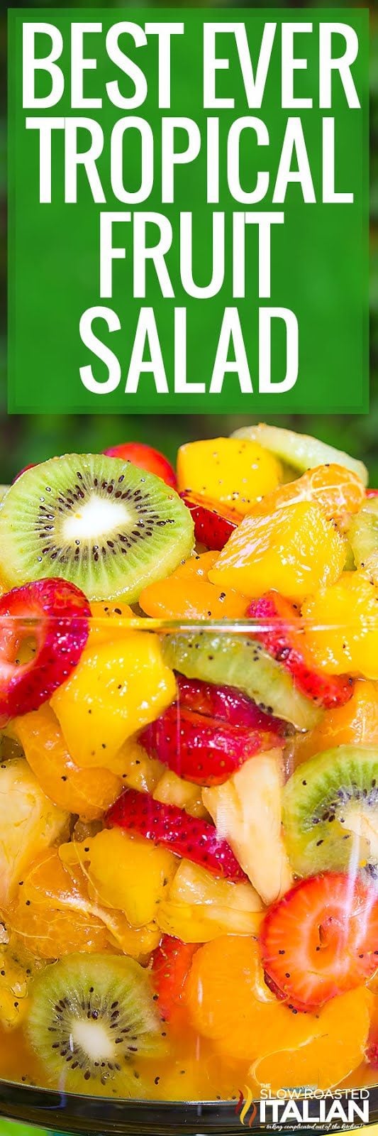 titled pinterest collage for tropical fruit salad recipe