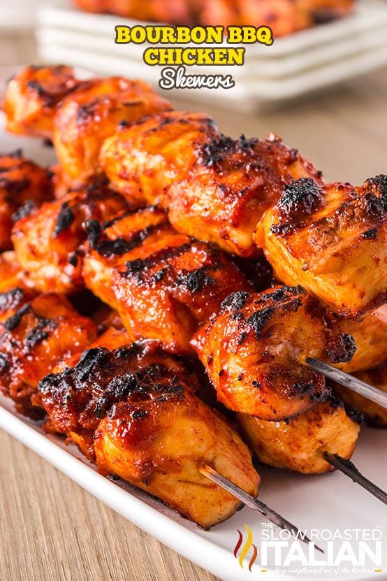 Bacon Bourbon Grilled BBQ Chicken Skewers Recipe