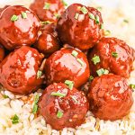 honey garlic meatballs over rice