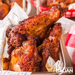 smoked chicken wings in basket