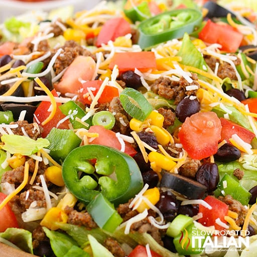ultimate taco salad, close up