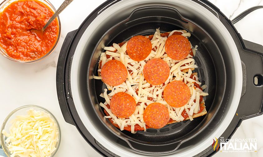 french bread pizza with pepperoni on top