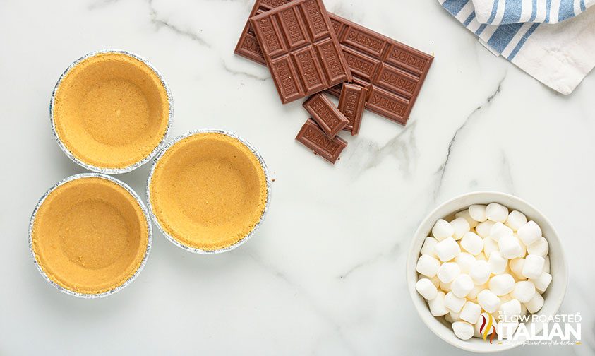 smores pie recipe ingredients on counter