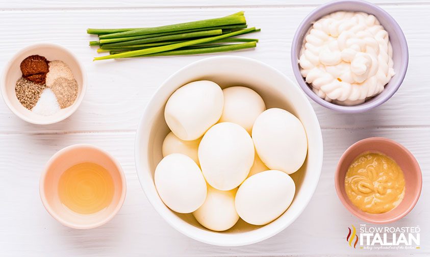 classic egg salad recipe ingredients on counter