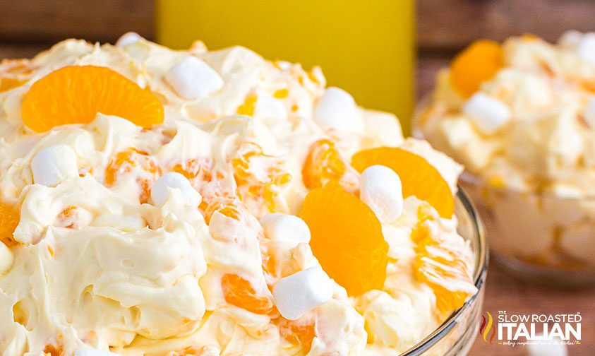 mandarin orange fluff in bowl, close up