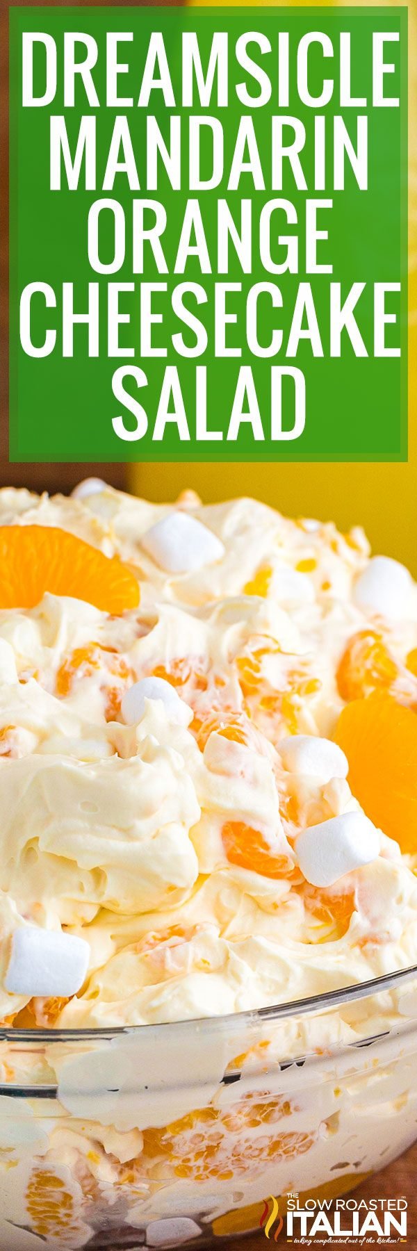 titled collage for orange fluff salad