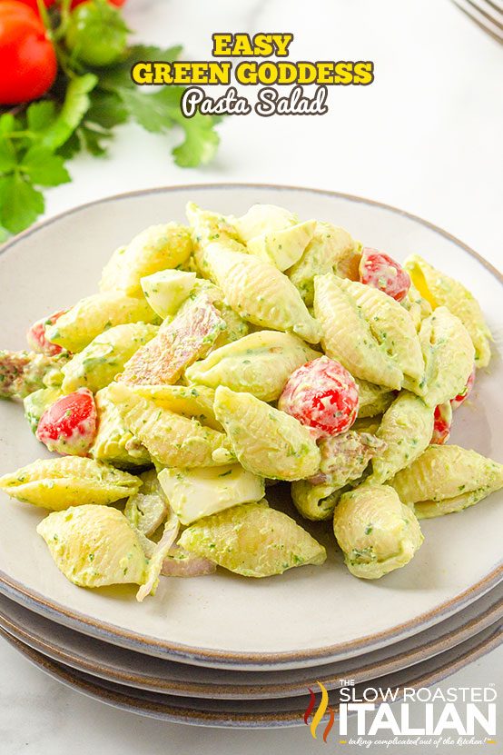 titled image for green goddess pasta salad