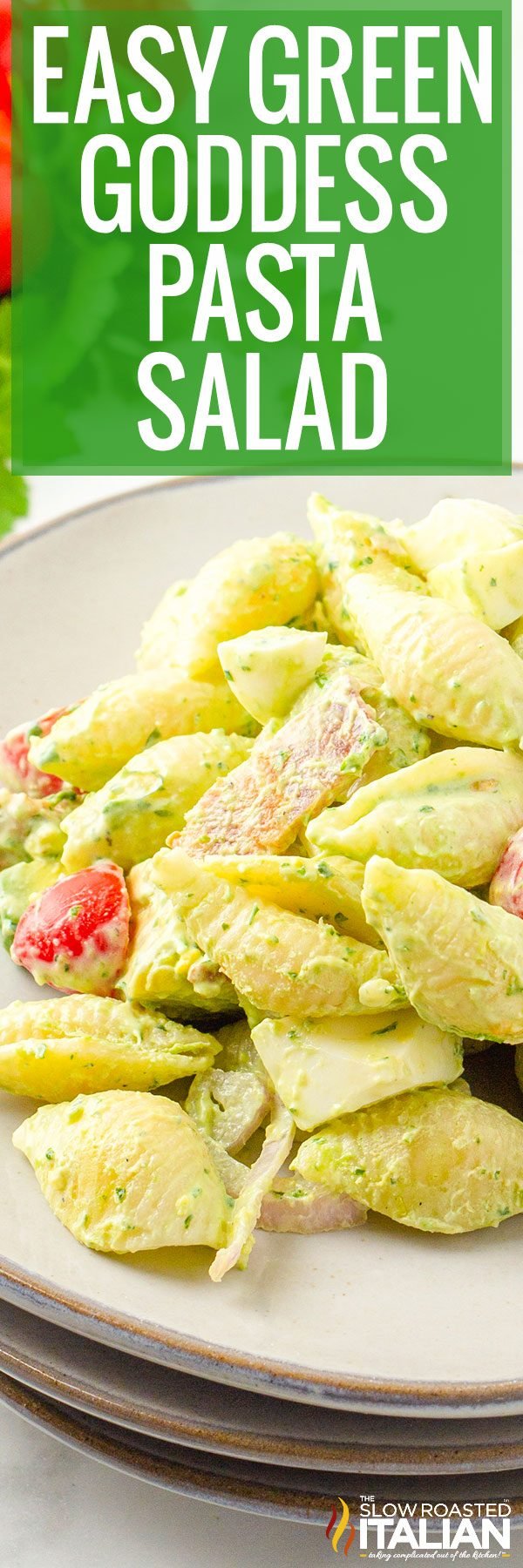 titled image for green goddess pasta salad
