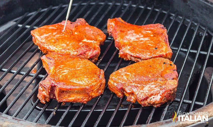 smoking pork chops on a pellet smoker