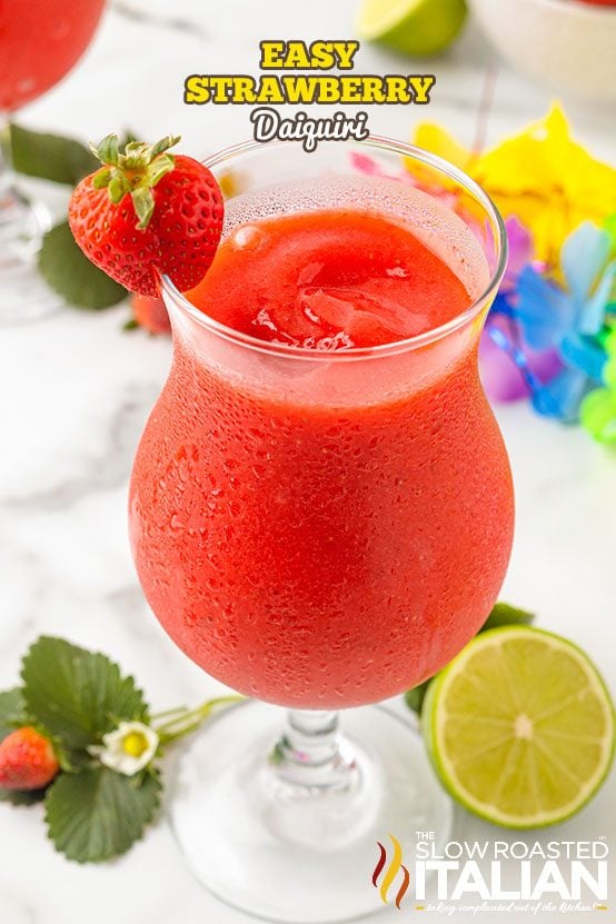 titled collage for frozen strawberry daiquiri recipe