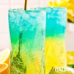 2 glasses of copycat mountain dew baja blast