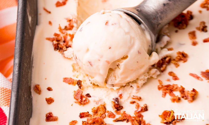 scooping bacon ice cream